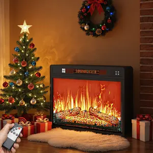 YITAHOME 23 Electric Fireplace, Remote Control with Timer, Adjustable Temperature & Flame Brightness, 120V, 1400W, Firewood