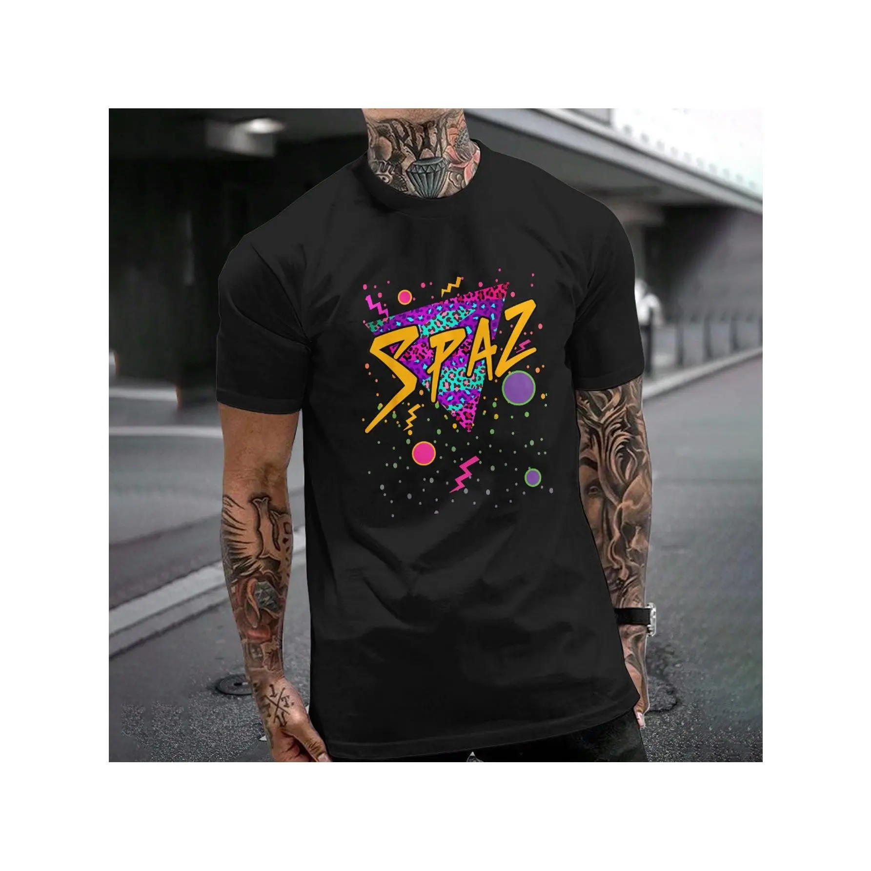 80s Funny Popular Sayings Spaz T-Shirt, 100% Cotton, Single Side