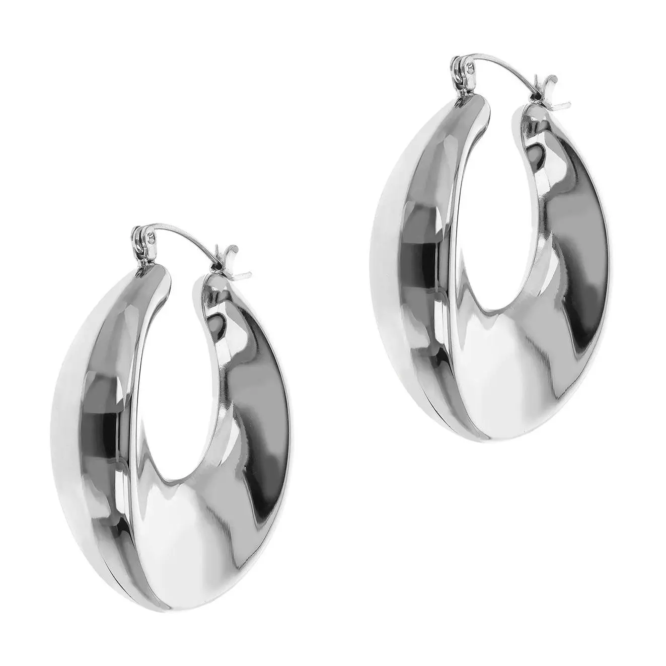 Steel by Design Polished Round Dome Hoop Earrings