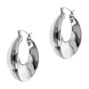 Steel by Design Polished Round Dome Hoop Earrings
