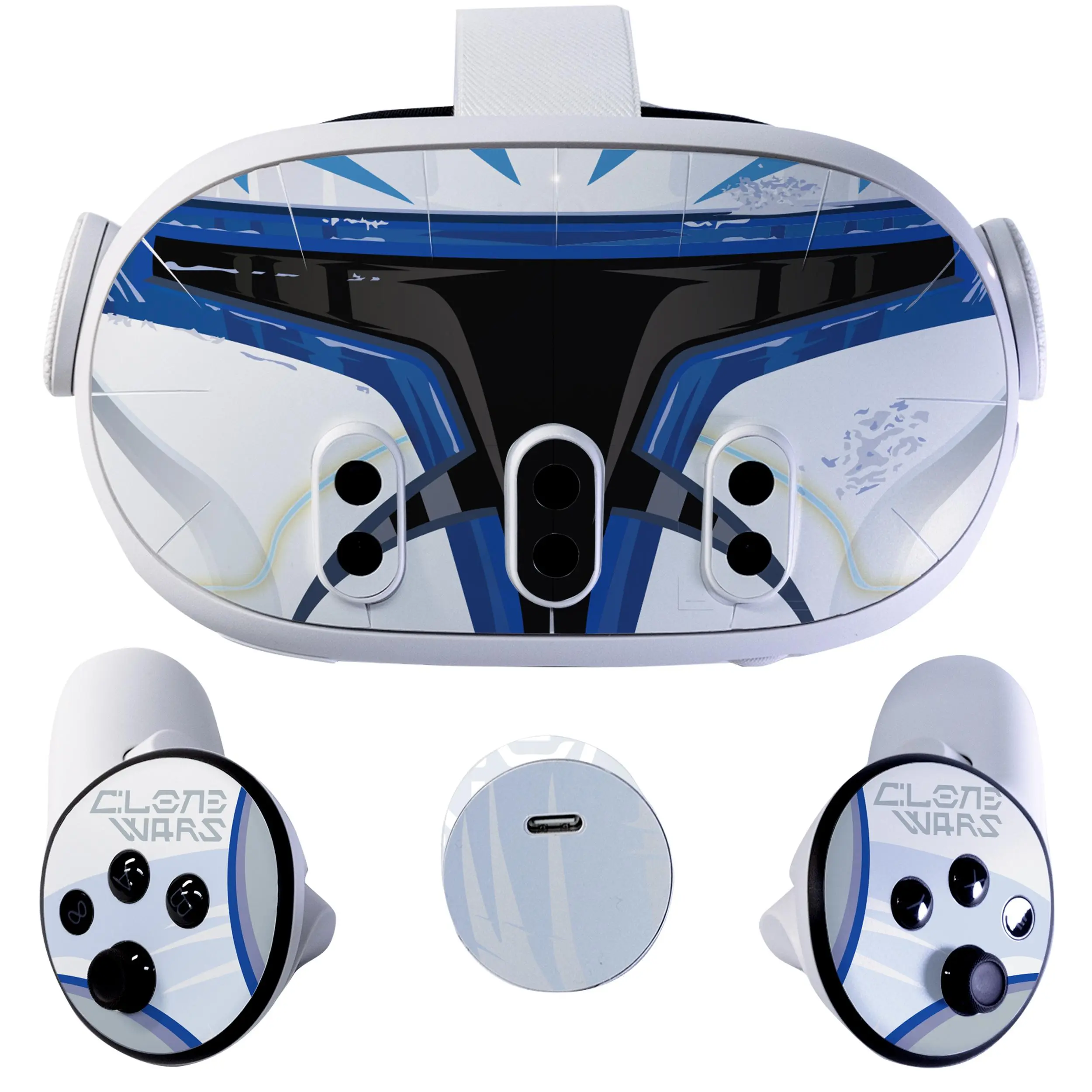 Easy-to-Apply Skin Sticker Kit compatible with Meta Quest 3 VR headset - Clone Helmet virtual reality accessory - VR protector skin covers
