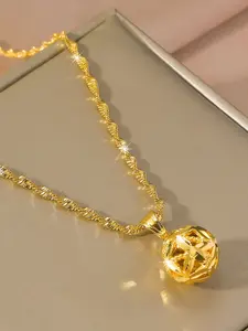 Women's golden spherical necklace geometric hollow pendant necklace, elegant necklace for daily wear, fashionable jewelry, Valentine's Day gift, party accessories, Goddess Necklace