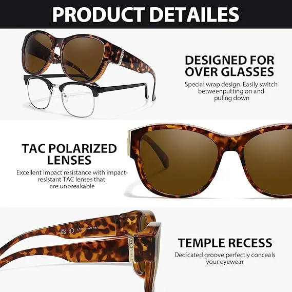 Polarized Over Glasses Sunglasses for Women Sunglasses that Fit Over Glasses UV400 Protection for Outdoor Driving