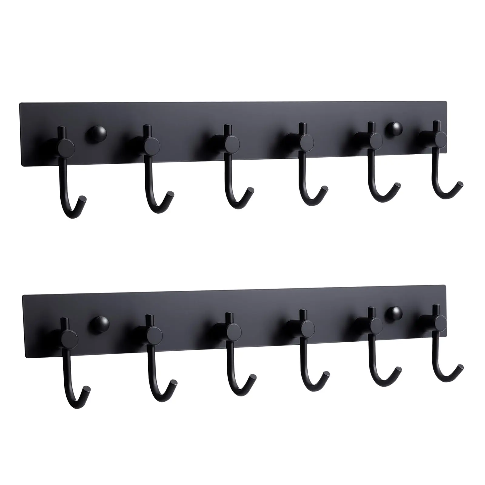 Decorative Adhesive Key Holder for Wall - 6 Row Stainless Steel Key Hooks Organizer for Keys, Coats, Towels, Hats | No Drill Mounting, Golden Key Hanger for Entryway, Hallway, Kitchen (2 Pack)