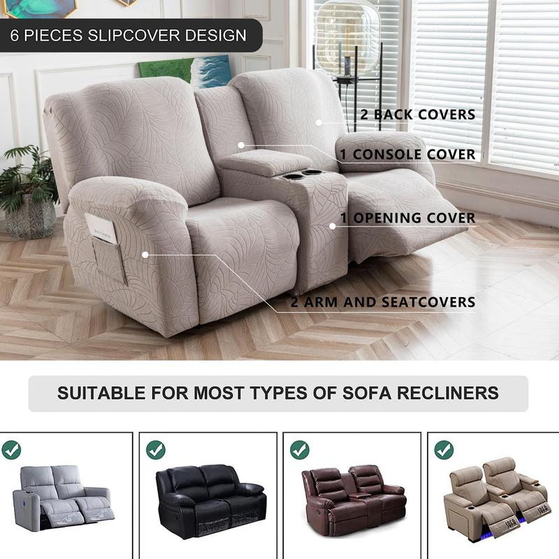 Recliner Loveseat Cover with Center Console, Non-Slip Washable Slipcover with Pockets, Pet-Friendly Removable Cushions Protector #TikTokShopHolidayHaul