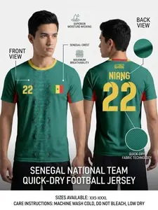 2026 Senegal National Team Jersey, Moisture-Wicking Dry Soccer Shirt, Advanced Technical Knit Support Gear, Lightweight Breathable Training Top, Athletic Active Tops