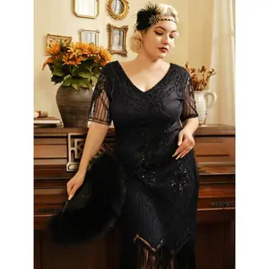 Great Gatsby Dresses For Women Plus Size Cocktail Dress 1920s Flapper Costume For Women
