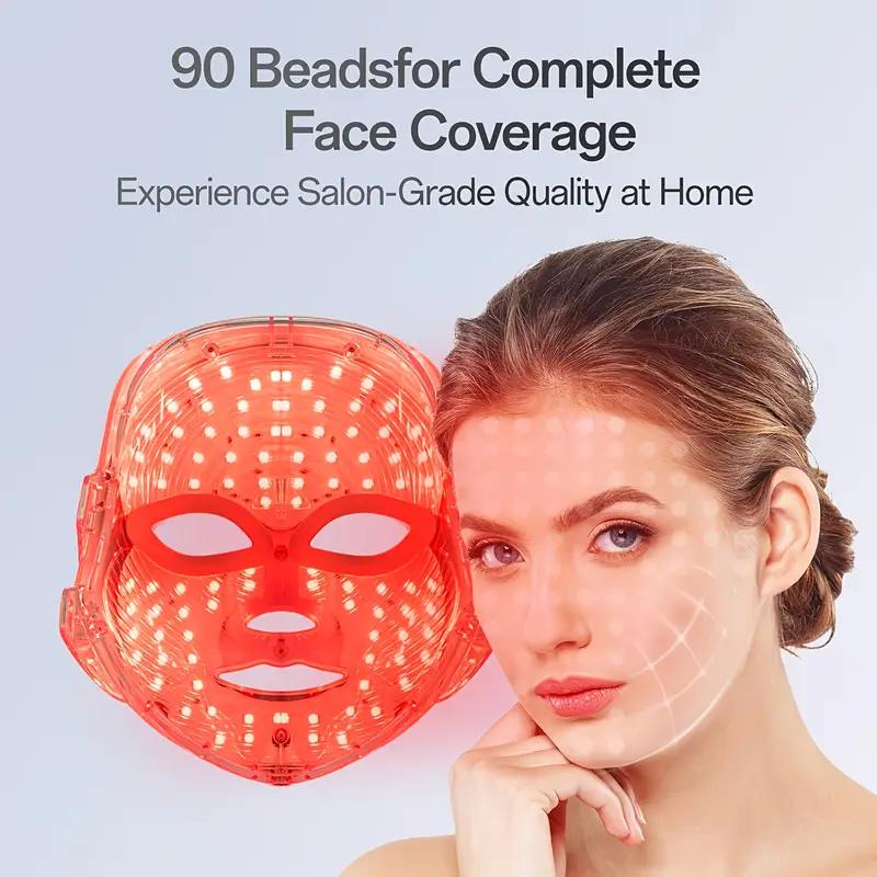 USB Rechargeable 7-Color Light Therapy LED Face Mask, Suitable for Daily Facial Use - Facial Skincare Tool