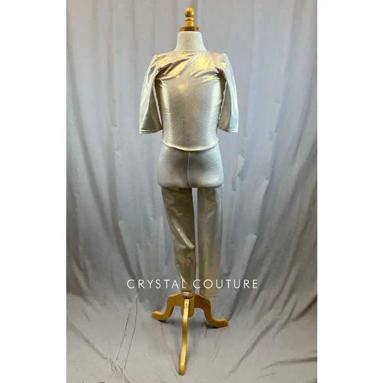 *Brand New* Ivory Metallic Lycra Unitard