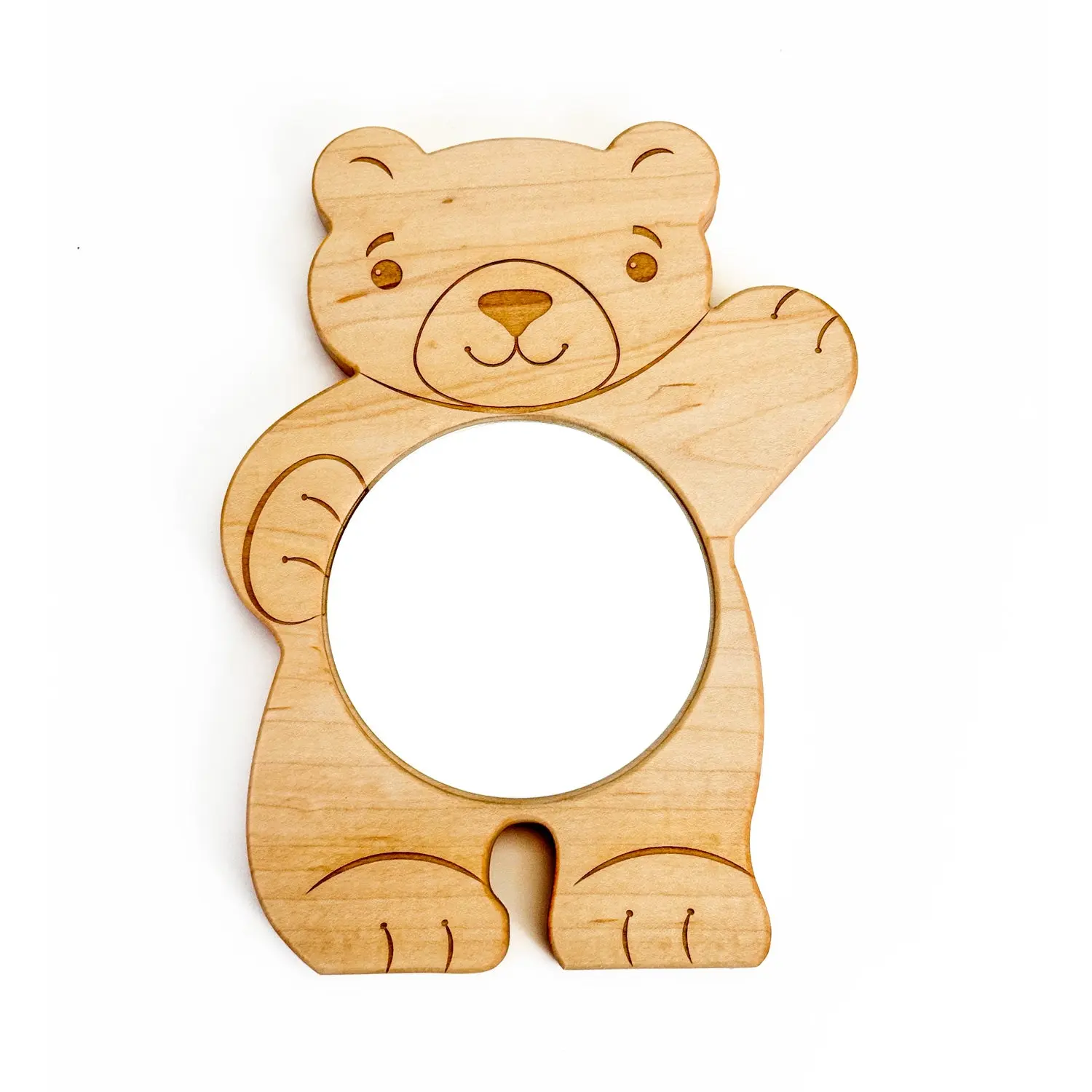 Little Explorers Baby's First Wooden Mirror - Friendly Bear | Made in the USA 🇺🇸