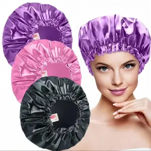 Reuseable 3 pcs Shower Caps, Plastic Elastic Bath Caps, Waterproof Shower Hair Cover Reuseable 3 pcs Shower Caps, Plastic Elastic Bath Caps, Waterproof Shower Hair Cover