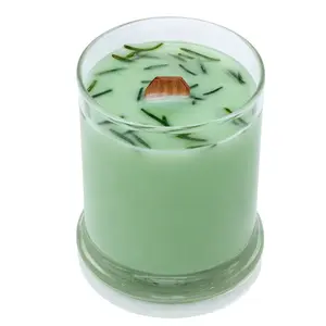 Bedrock Tree Farm Shiso + Fir Needle Libbey Status Soy Candle with Crackling Wick, Natural Fir Needle, 8oz ⁠— Smells Like Summer Basil