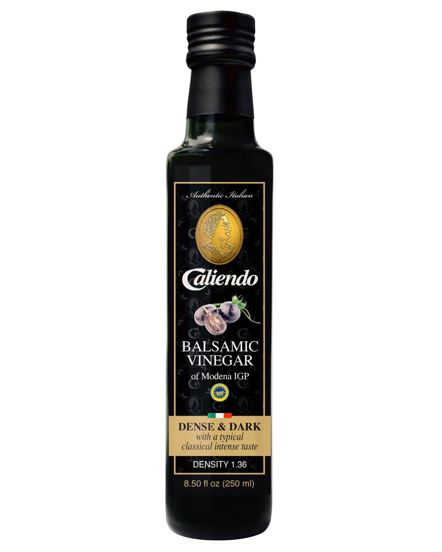 Caliendo Authentic Italian Balsamic Vinegar of Modena of IGP, 1.36 Density 8.5 Fl Oz Glass Bottle