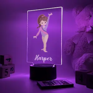 Personalized Gymnast Multi Color Display Stand – Custom Gymnastics Gift for Girls, Sports Room Décor, Acrylic Name Sign with Remote, Gymnast Athlete Bedroom Shelf Display
