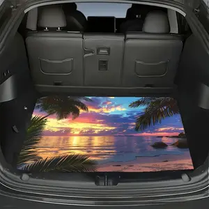 1pc Tropical Hawaiian Beach Trunk Liner Mat - Non-Slip Backseat Cargo Mat with Palm Trees, Sunset, Fit for Suvs, Sedans, Trucks - Easy-Clean Car Interior Protector for Beach, Vacation, Everyday Use - Durable Auto Accessory, Vehicle Protection Trunk Mats