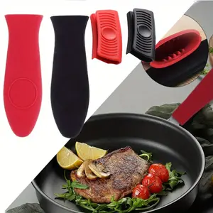 4 Pieces Silicone Hot Handle Holder,Potholder for Cast Iron Skillets,Silicone Assist Handle Holder,Non-Slip Pot Holder Sleeve,Heat Resistant Potholder Cookware Handle (Red&Black),Household goods,Halloween Decor Gifts,DIY Home tools,Hand tools