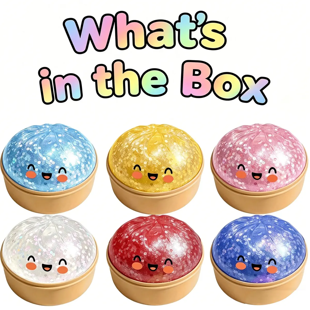 Squishy Dumpling Con Purpurina Y Vaporera – Juguete Antiestrés De TPR Suave Y Elástico, Fidget Toy Para Niños Y Adultos, No Comestible