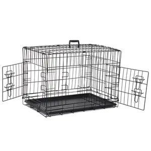 30" Metal Dog Crate - SUPERDEAL Double-Door, Easily Folds, Front/Side Access, Space Saver Pet Cage for Small Breeds,summerwins