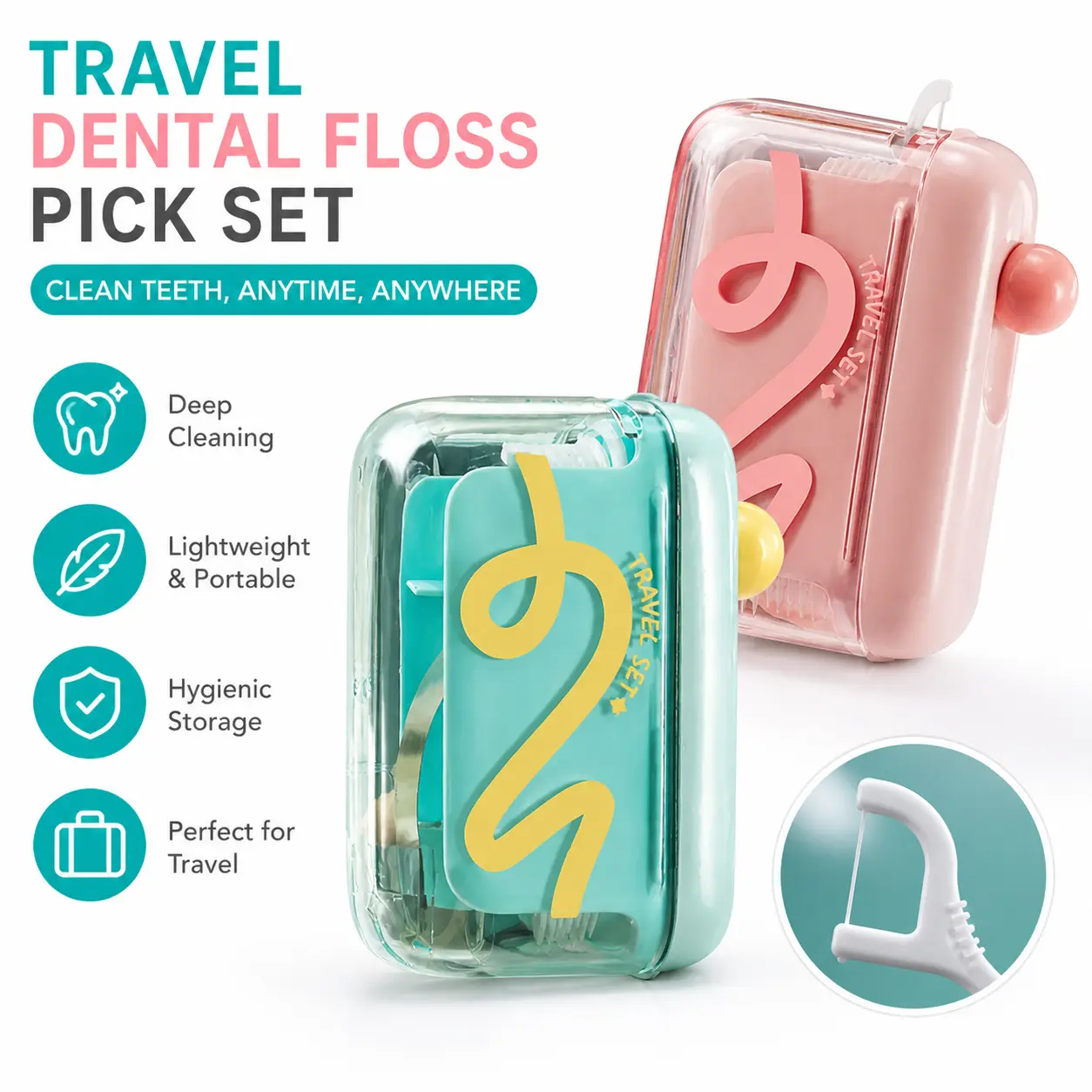 Travel-sized storage case - features an automatic pop-up dispenser, portable and refillable, perfect for oral care at home, in restaurants, and while traveling.