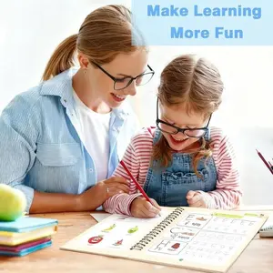 A set of all-English groove-style calligraphy and painting practice sheets for preschoolers, control pen writing sheets for children's early education, magical writing sheets set for children - randomly distributed