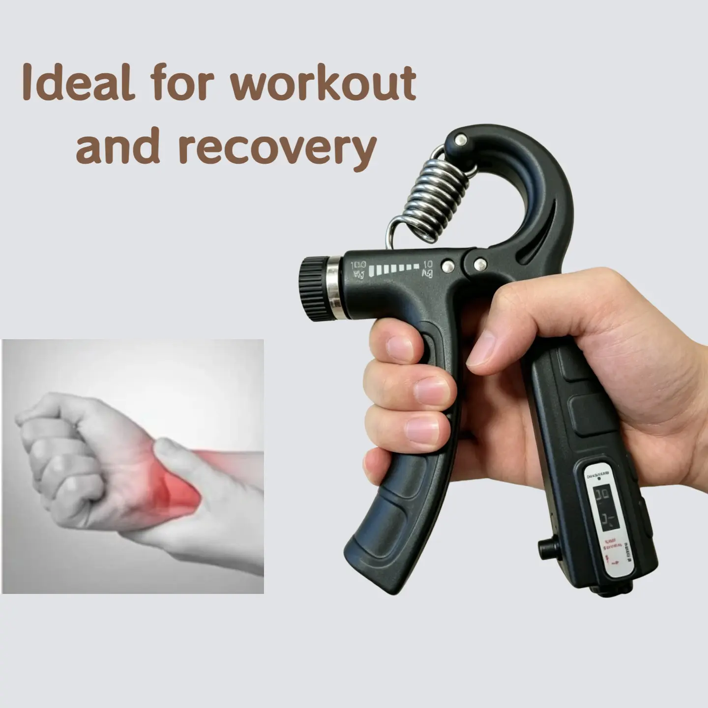 10-100KG Adjustable Hand Grip Strengthener with Digital Counter | Non-Slip Forearm Finger Strength Trainer Home Gym Workout Equipment