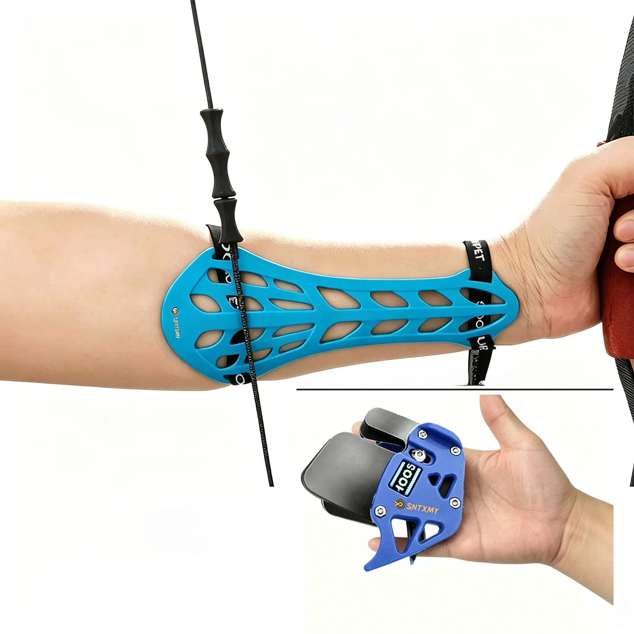 2-in-1 Adjustable Archery Finger Tab & Arm Guard Set - Lightweight Outdoor Recurve Bow Package, Beginner Archers' Protective Gear for Shooting, Hunting