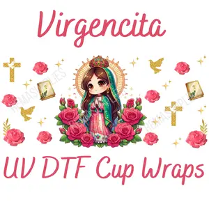 Virgencita UV DTF cup wrap - Lady of Guadalupe UV DTF cup wraps - Virgen de Guadalupe UV DTF cup wraps - Transferencias uv dtf de la virgencita