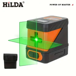 HILDA 2-wire self-leveling laser level, green cross-line laser level, with cloth bag, suitable for indoor construction projects, image suspension and DIY