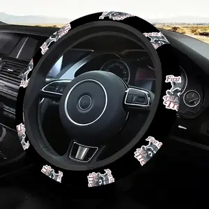 1pc 1.6 x 15 inch Sassy Raccoon Treat Pattern car steering wheel cover, non-slip and comfortable, car interior accessory, no inner ring, easy to install and remove, suitable for all car models, a gift for car enthusiasts, holiday gift, 1.27LYY-20