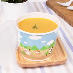 [1,000 ct] 16 oz Paper Food Containers | 112 mm | Safari Print