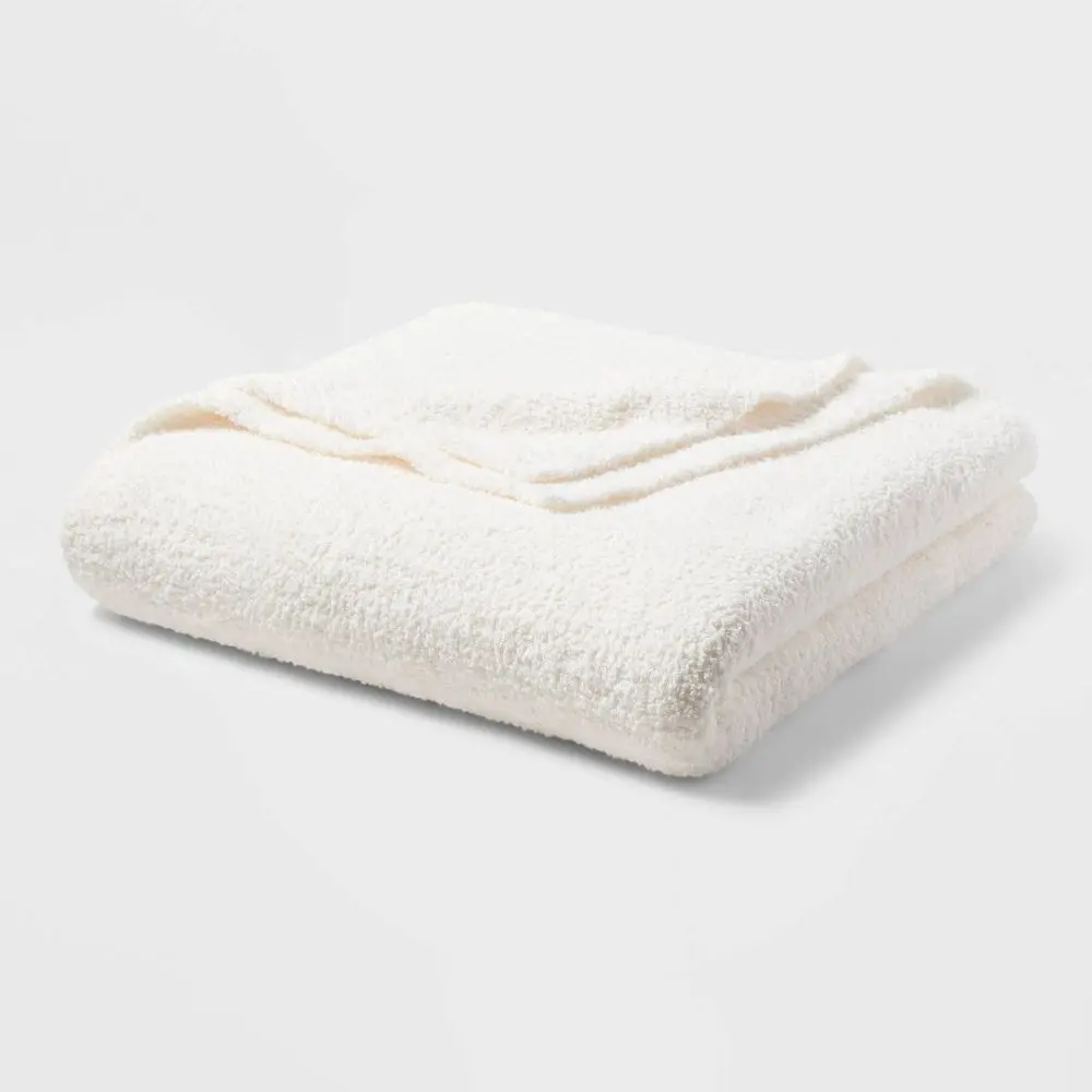 Threshold Chenille Knitted Throw Blanket, Oversized 92x90in Midweight Casual Soft Home Decor Blanket for Bed
