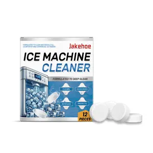 Jakehoe Ice Maker Cleaning Tablets (12 pcs) – Gentle descaling with sodium bicarbonate, citric acid, and SLS; removes dirt and buildup from internal tubes; eliminates odors; keeps the machine efficient