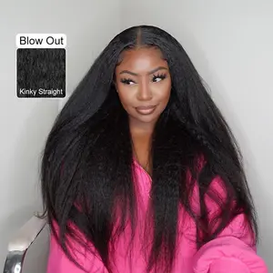 BGMgirl Kinky Straight 360 Lace Wear Go Wig 7*5 HD Lace 9*6 Yaki Straight 180% Density Glueless Pre Plucked Pre Cut 100% Human Hair Closure Wig #SummerVibes
