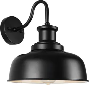 Solar Barn Light for Outside, Dusk to  Gooseneck Outdoor Wall Lights Solar , Farmhouse Exterior Wall Sconce, Industrial Outside Lighting Fixture, Rustic Lantern for Garage, Barn, Shed