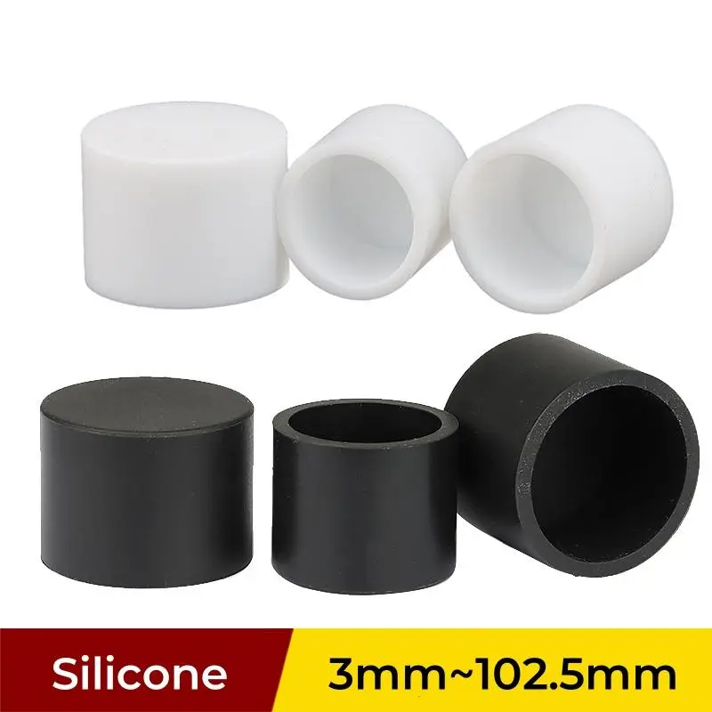 3~102.5mm Black White Soft Silicone Rubber Round End Cap Dust Seal Protection Gaskets Pipe Cover Caps Round Tube Insert Stoppers