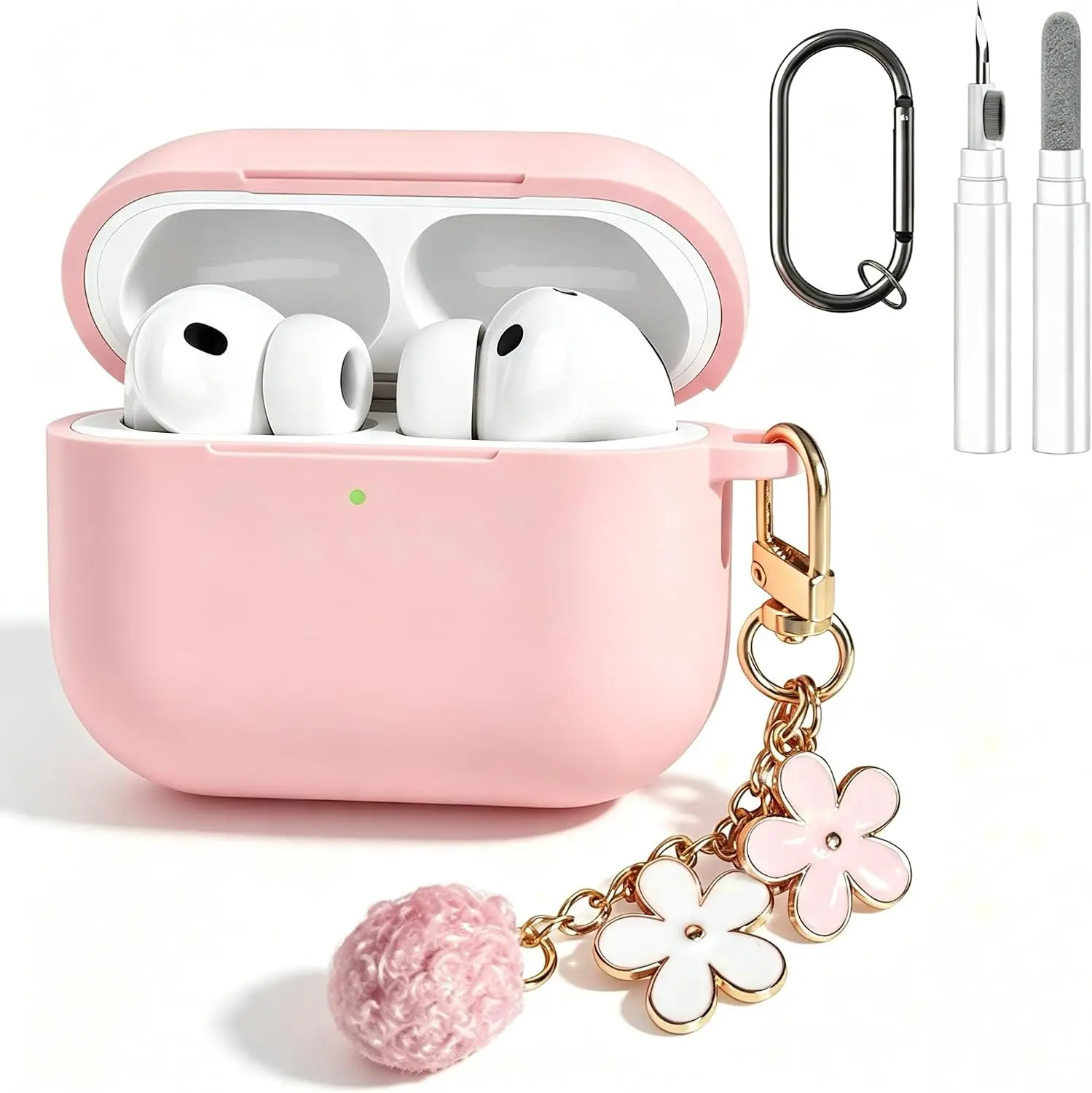 Compatible with AirPods Pro 3 Case, Cute Silicone Apple Airpods Pro 3 Case Protective Cover with Cleaner Kit and Keychain Acessories for Women Girls