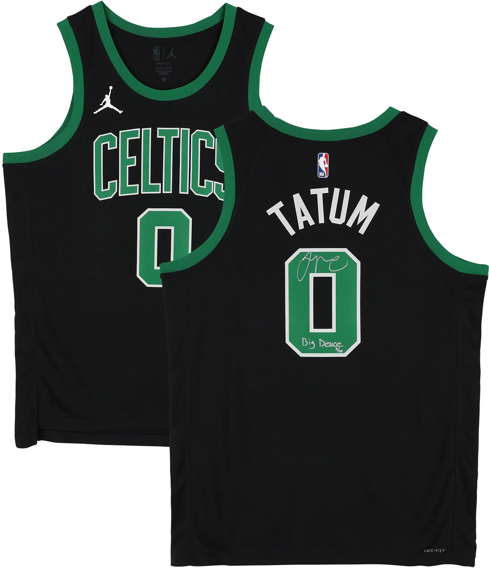 Jayson Tatum Boston Celtics Autographed Jordan Black 2022-23 Statement Swingman Jersey with "Big Duece" Inscription - Limited Edition of 10 - Fanatics Authentic Certified