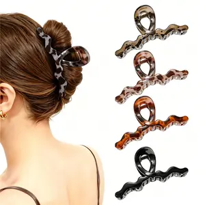 4Pack Large Wave Claw Clips for Thick Hair Non Slip Acrylic Hair Clip Claw for Women Girls Cute Hair Accessories for All Occasions