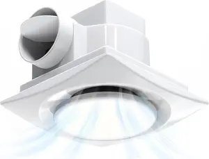 Ventilation Fans Bathroom Exhaust Fan with Light 12 inch Panel 6000K 18W Round LED 110 CFM 1.0 Sones 4 Inch Duct,110V Ceiling Mount Exhaust Fan for Shower,Bathroom,Office, (YFL-250)