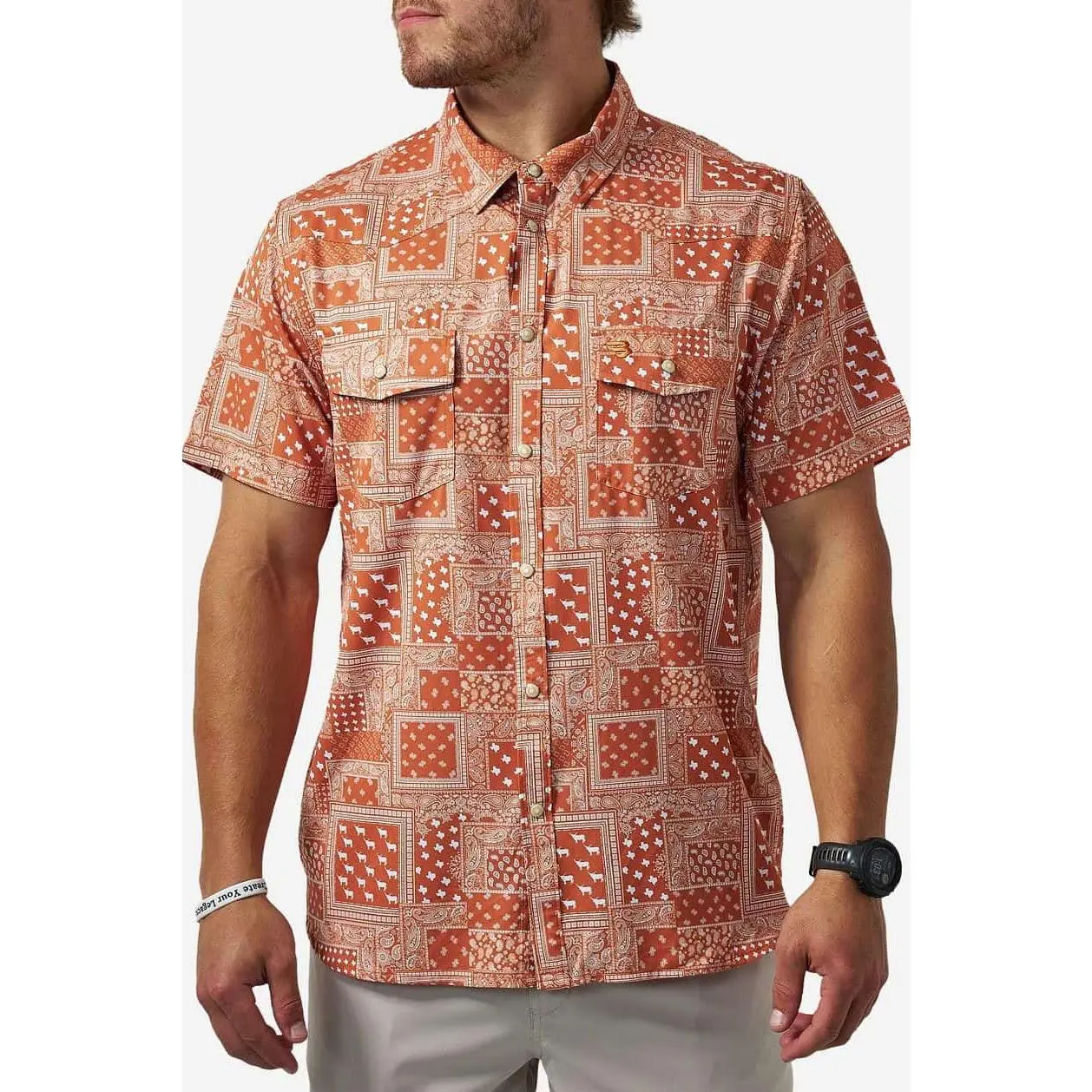 Burlebo Performance Western Shirt - Texas Paisley - Orange