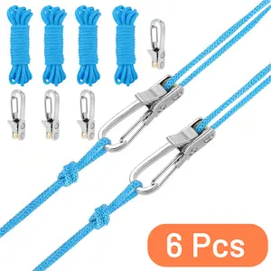 6Pack Rope Tightening Tool & Tensioner: Retractable Rope with Alloy Buckle for Outdoor Enthusiasts - Perfect for Camping Tent Building, Tarp Tie Downs, Hammock Installation & Outdoor Gear Securing