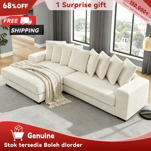 [3Packs Shipped]Niccae Cloud Couch Design Convertible Sofa Bed with 2 Pillows, Adjustable Chaise Lounge Sofa with Chaise, Durable Hardwood Frame, Sofas for Living Room, Indoor Apartment Furniture (3 Packages Delivered)