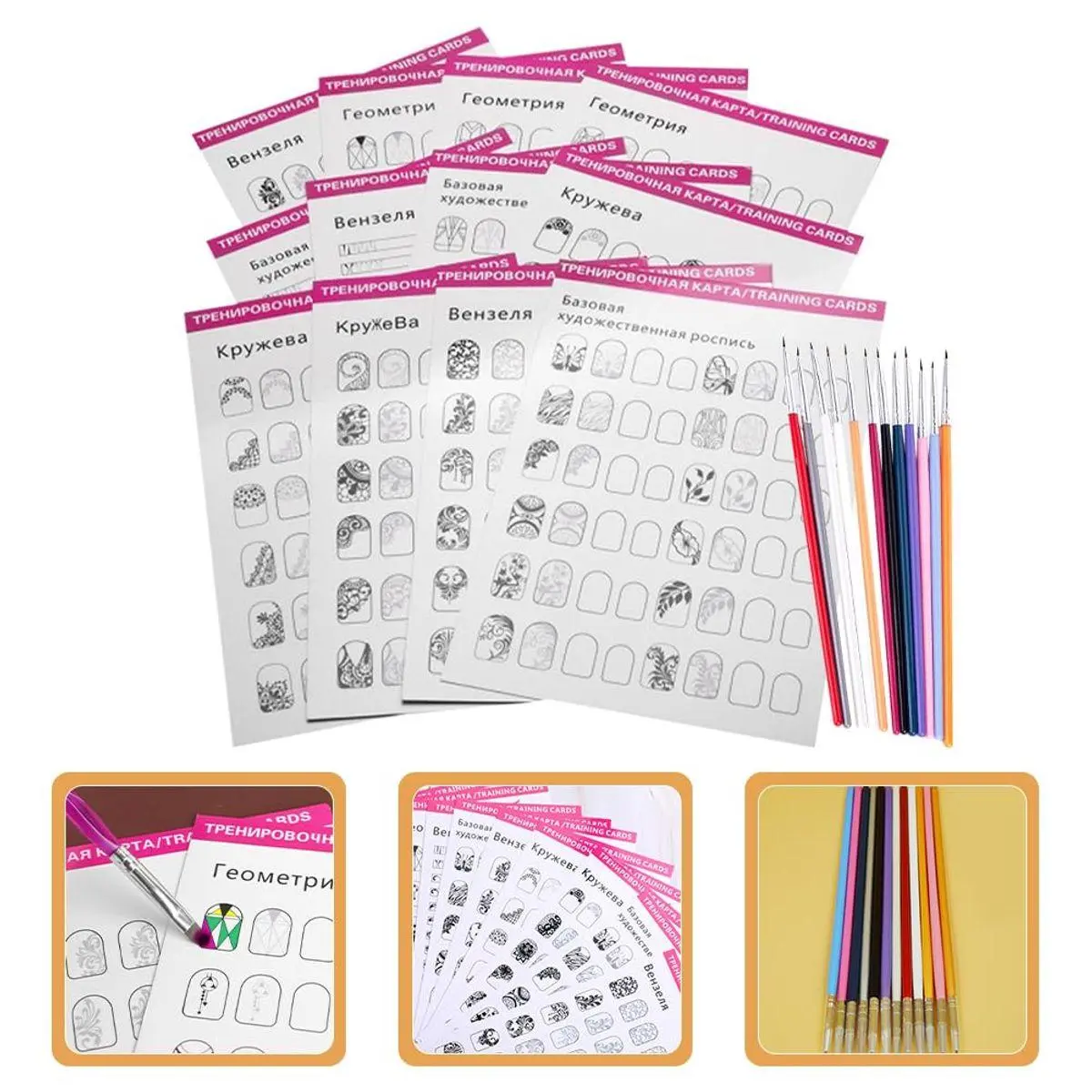 Mobestech Nail Art Practice Sheet 12Pcs Nail Art Book Design Practice ...