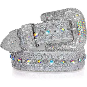 Men Women Rhinestone Belt Western Cowboy Cowgirl Shine Crystal Diamond Studded Luxury Strap Belts Buckles bb belt