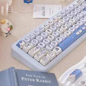 Cute Cat Themed Keycap, 114 Key PBT Keycap, Keyboard Keycap for 64 68 75 84 87 98 108 Keyboard, Keyboard Accessories for Home & Office