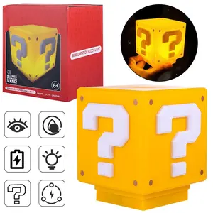 Question Night Light, USB Rechargeble LED Light For Bedroom Desktop, Game Over Sound Effects, Retro Game Light, Classic Building Blocks Decoration