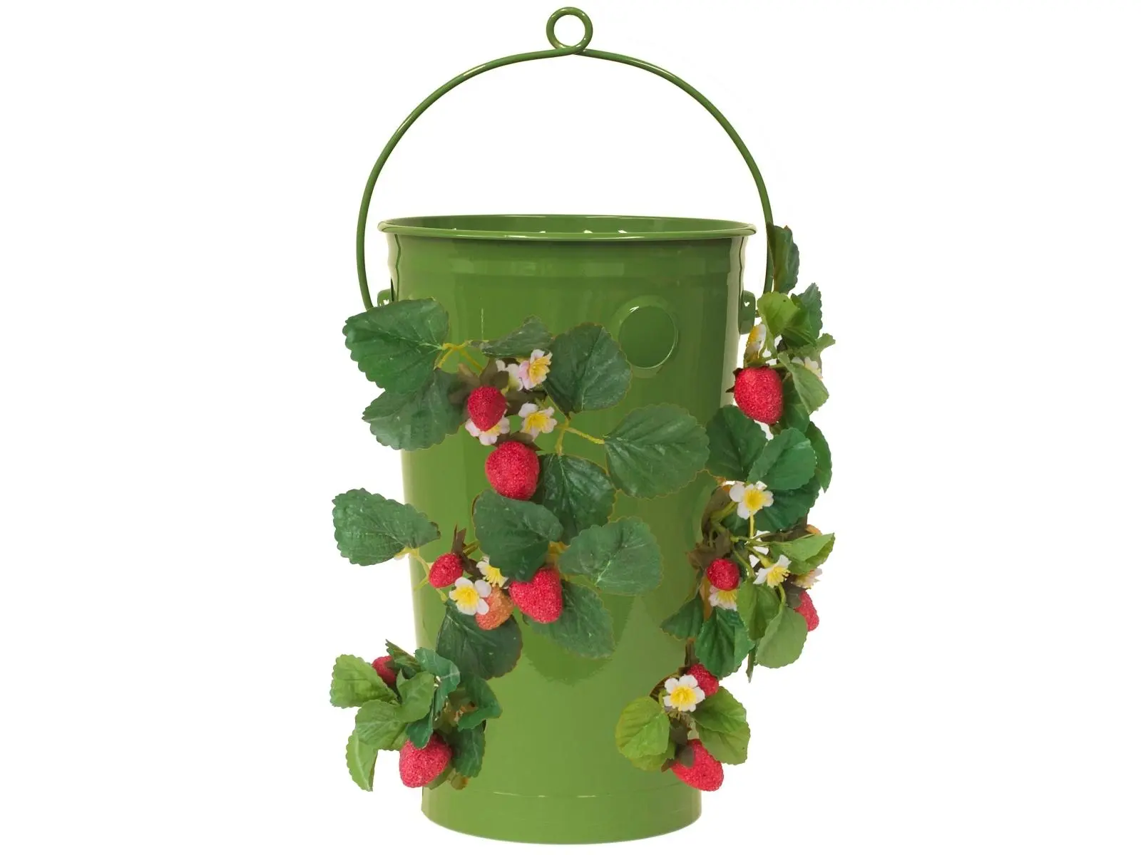 Enameled Galvanized Strawberry & Flower Planter, Sage