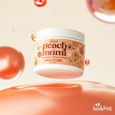 AMATEMAS Peach Mami Skin Firming Body Lotion - Caffeine, Hyaluronic Acid, Jasmine & Coconut Blend, Cruelty-Free Vegan Body Care for All Skin Types, 60-Day Guarantee, Fruit-Floral-Amber Notes for Smoothness