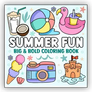 Summer Vibes Big Bold Coloring Book: 100 Fun & Relaxing Summer-Themed Designs for Kids and Teens | Bold Lines, Easy Coloring, Beach Days, Tropical Scenes & Good Vibes