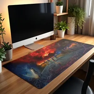 Stranger Things Scene, Aesthetic Desk Pad, Gaming Mousepad XL, Art Nouveau Inspired Desk Mat, Mouse Pad mouse pad